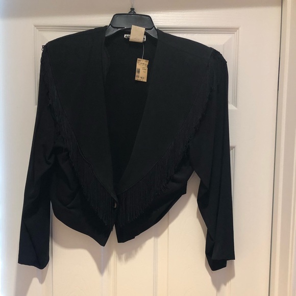 Vintage black fringed jacket - Picture 1 of 2